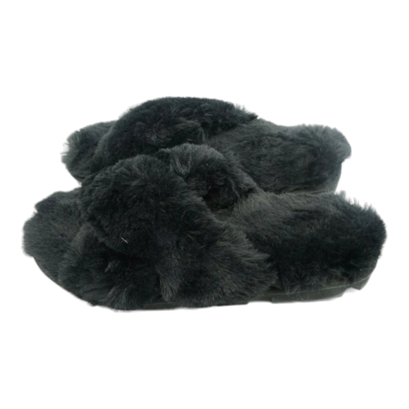 Secret Treasures Women's Black Faux Fur Slip On Slipper Shoes Size 9-10 (NWOT) - Picture 5 of 9